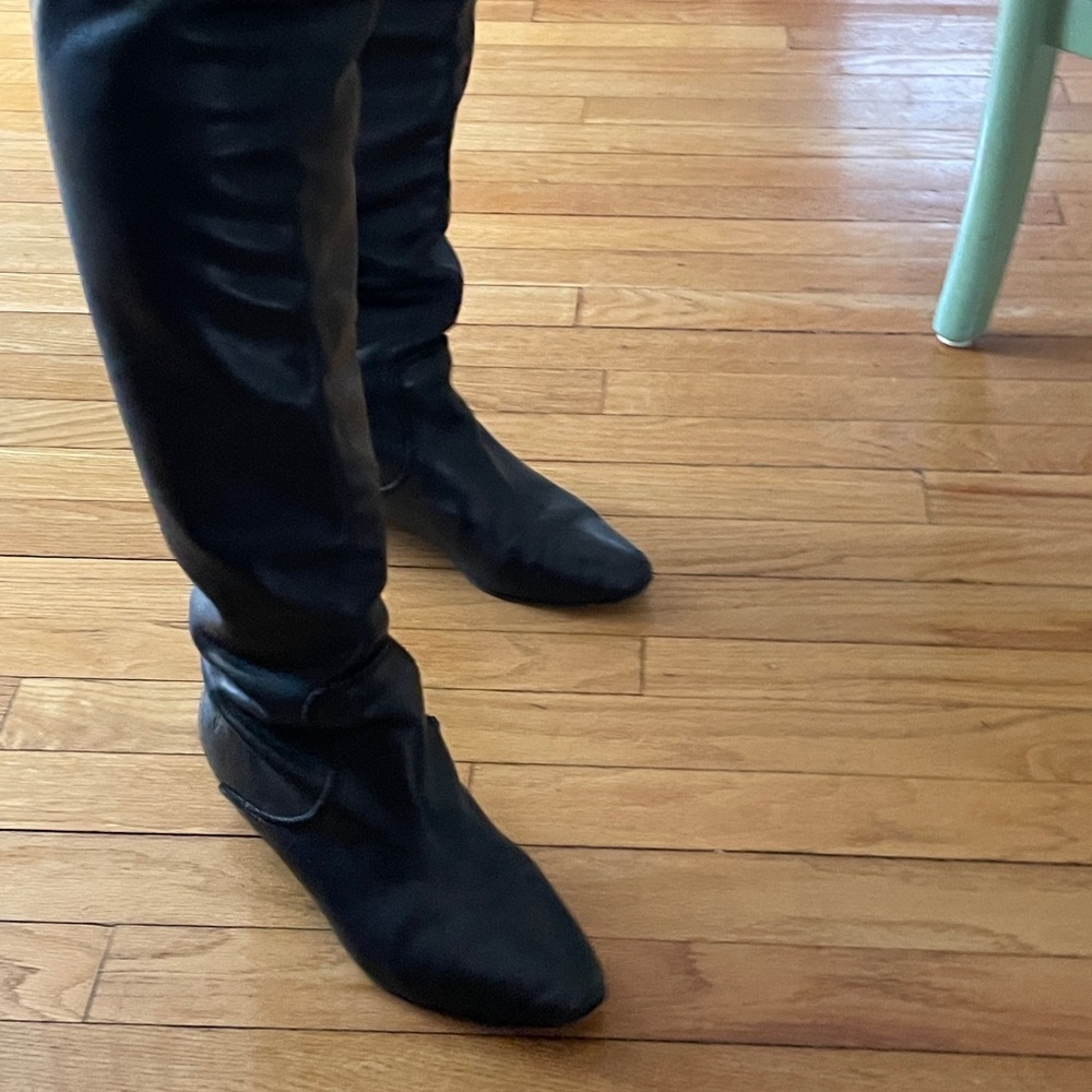 Elegant Frye Black Over the Knee or Cuff Top Leather Boots Womens 8.5 - Picture 2 of 13